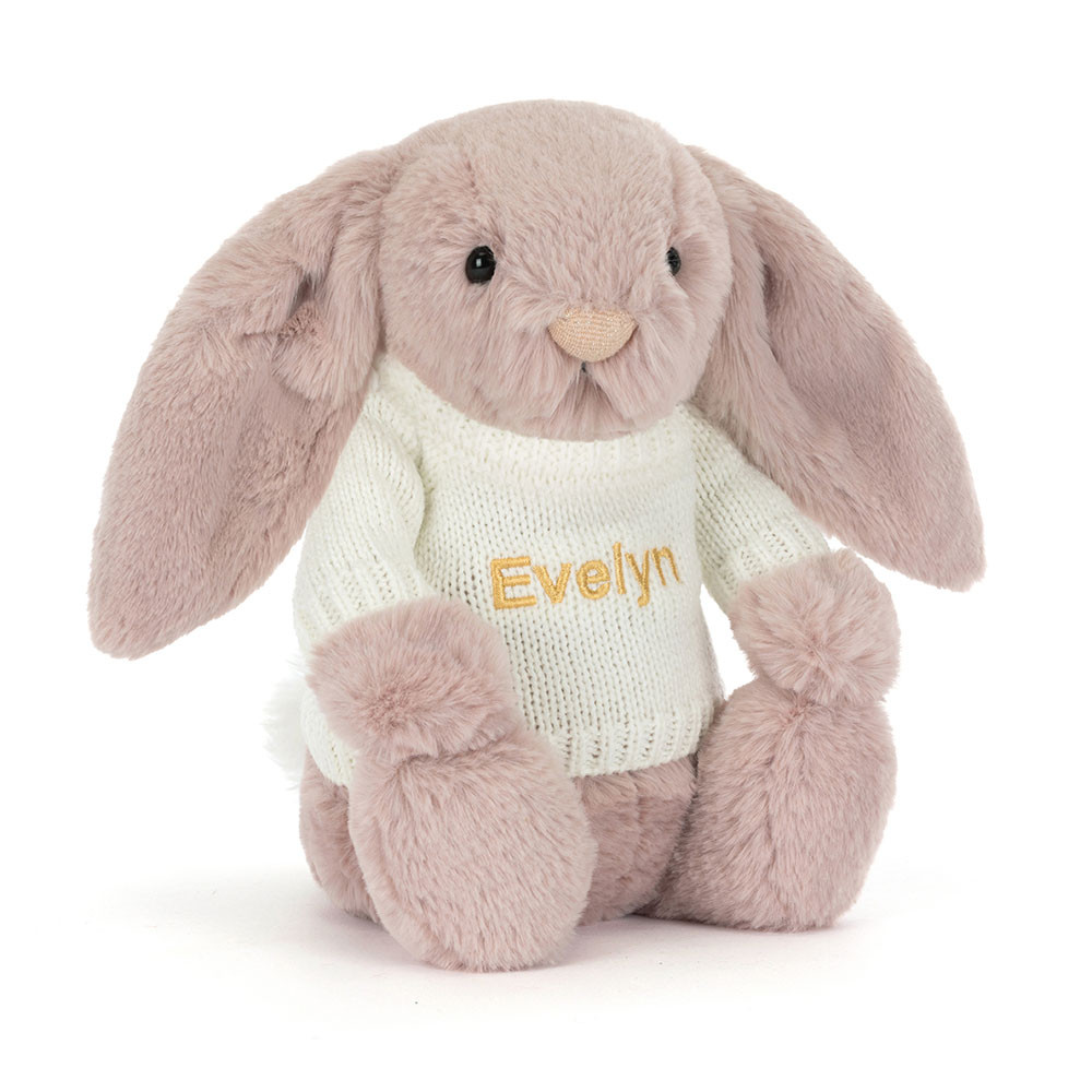 Bashful Luxe Bunny Rosa with Personalized Cream Jumper
