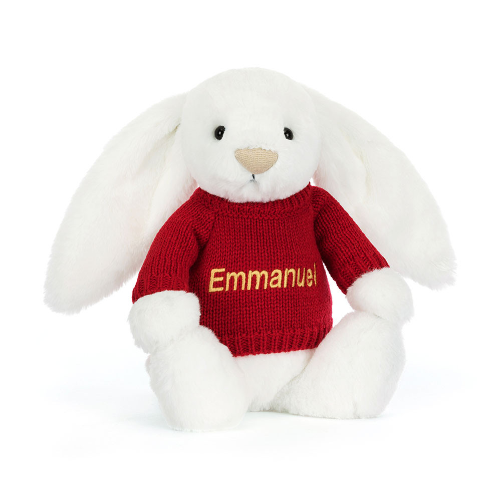 Bashful Luxe Bunny Luna with Personalized Red Jumper