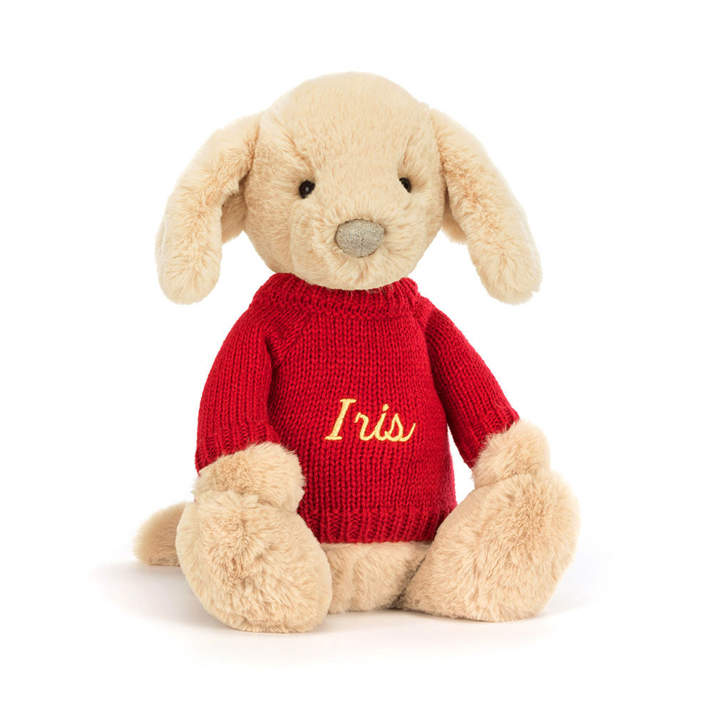 Bashful Luxe Puppy Orlando with Personalized Red Jumper