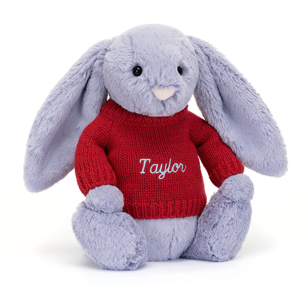 Bashful Viola Bunny with Personalized Red Jumper
