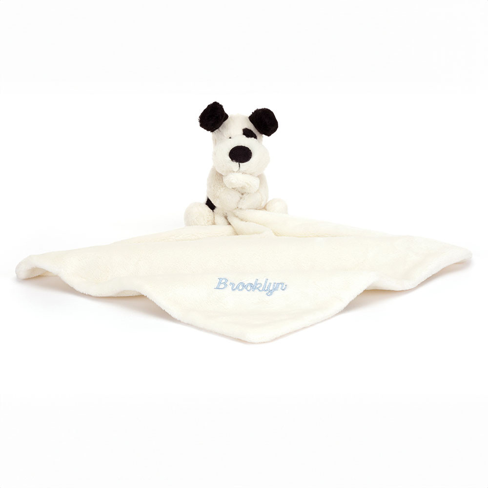 Personalized Bashful Black & Cream Puppy Soother